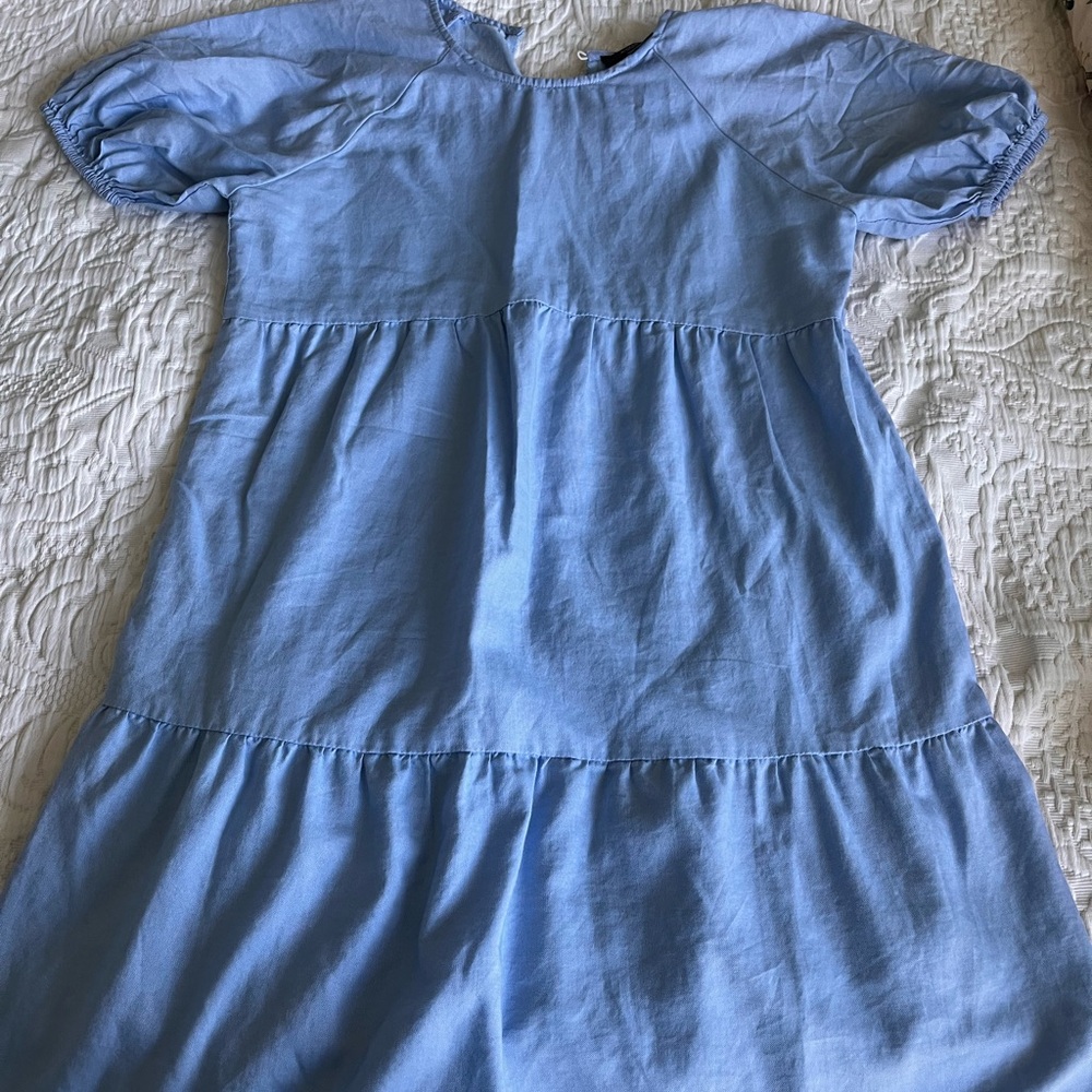 Aqua Sky Blue Cotton Dress